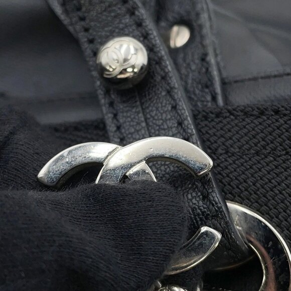 CHANEL Paris-Biarritz Tote Bag Size MM Leather/Canvas Black A34209 - Picture 7 of 16